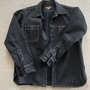 Iron Heart Black Pinstripe Work Shirt Jacket